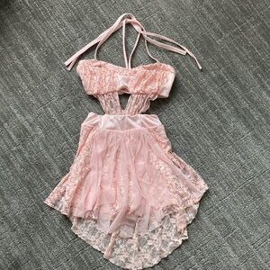 Kelle Laced Dance Costume w/ Sequin in Pink